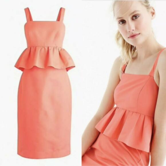J. Crew Peplum Party Dress in Classic Faille Coral - Picture 2 of 7